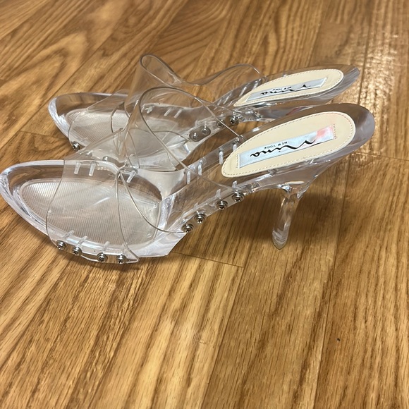Nina New York Shoes - Nina New York Clear Open Toe Heels Sz 9M
